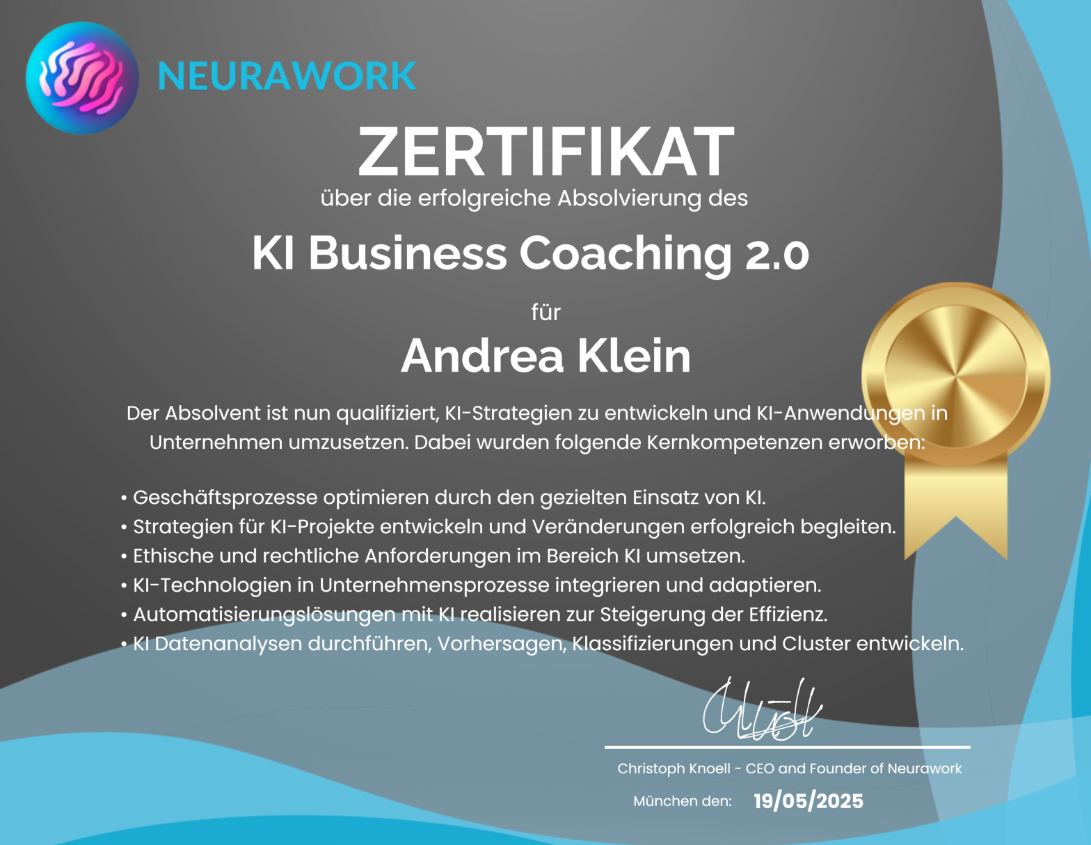 Neurawork KI Business Coaching Zertifikat - Andrea Klein